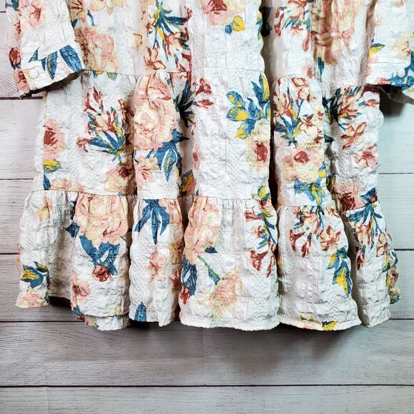 Zara The Sharon Multicolored Floral Print Textured Tiered Babydoll Dress Sm NWT - Picture 5 of 8